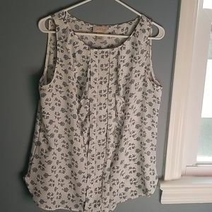 Loft sleeveless sheer top with blue design